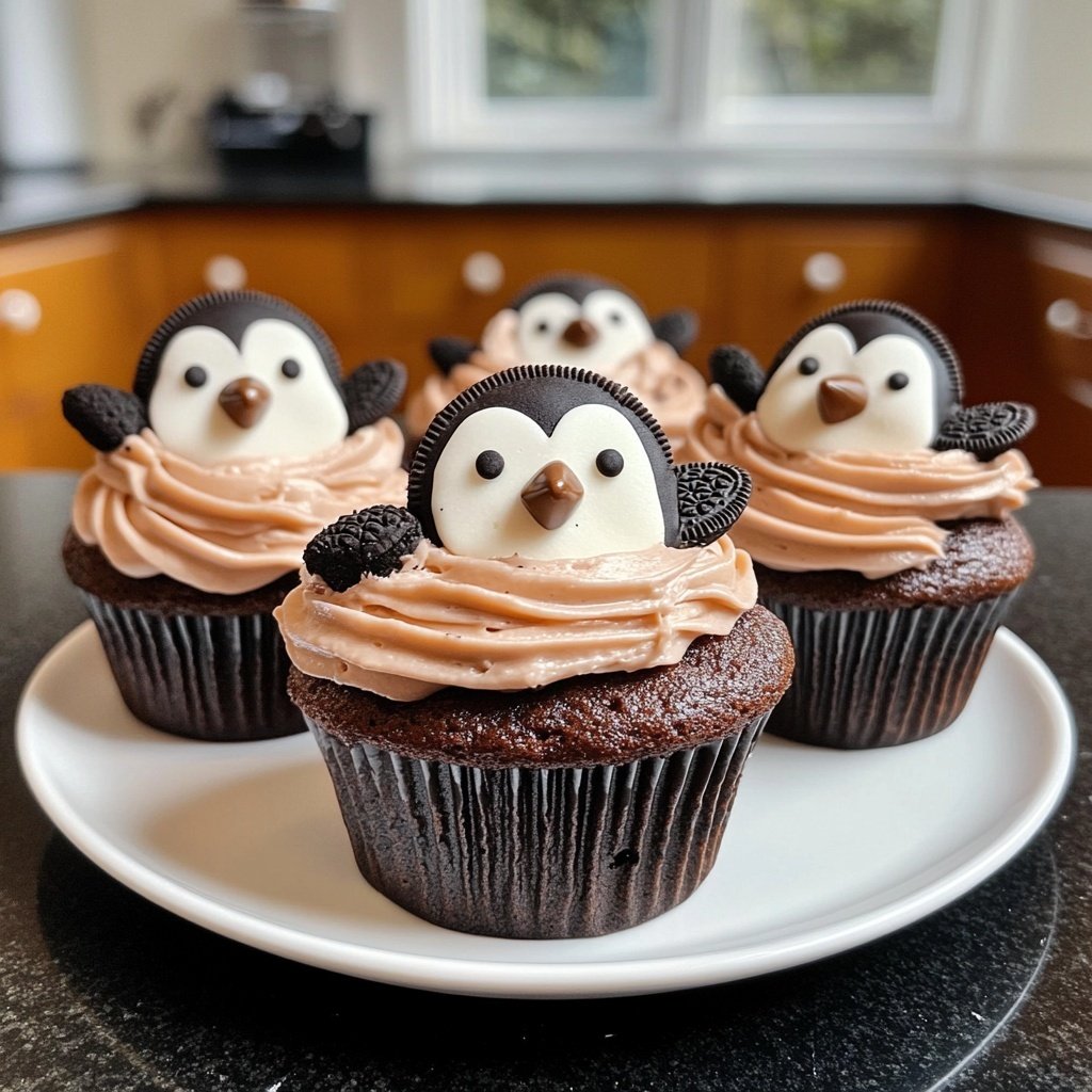 Penguin Cupcakes made with Oreos